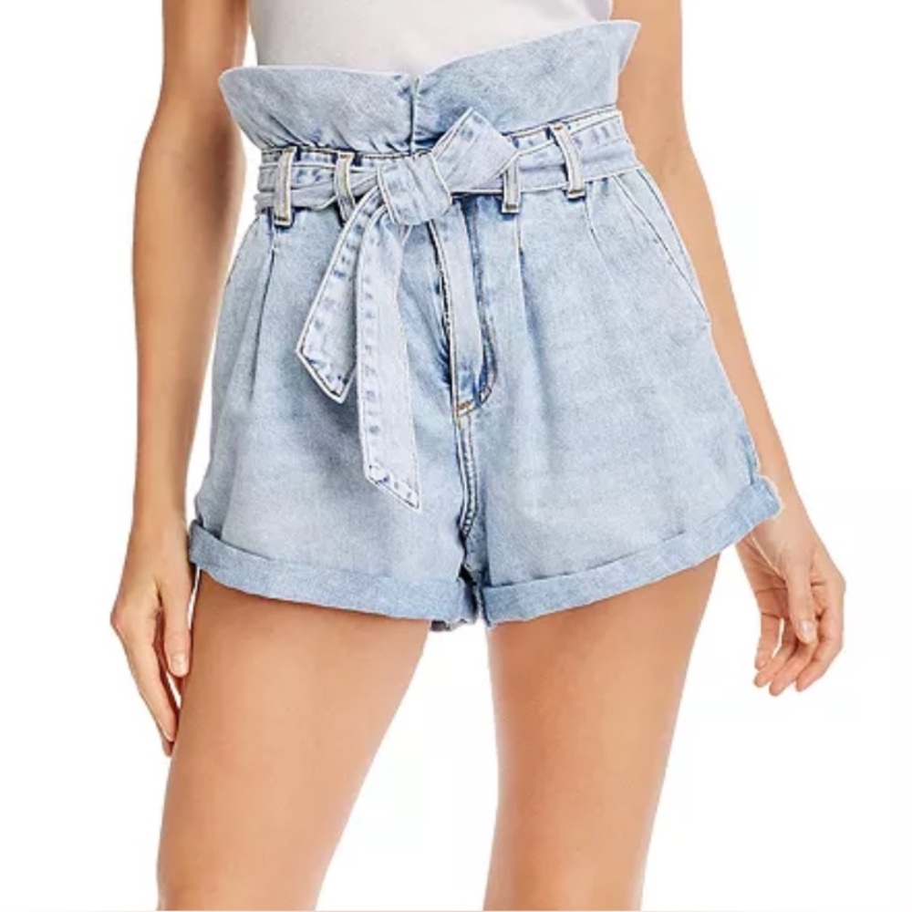 BLANKNYC Belted PaperBag High Waist Cutoff Denim Shorts